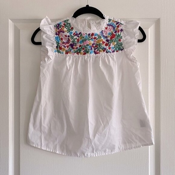 Kid’s White Blouse with Floral Embroideries 12-13y - Picture 3 of 7
